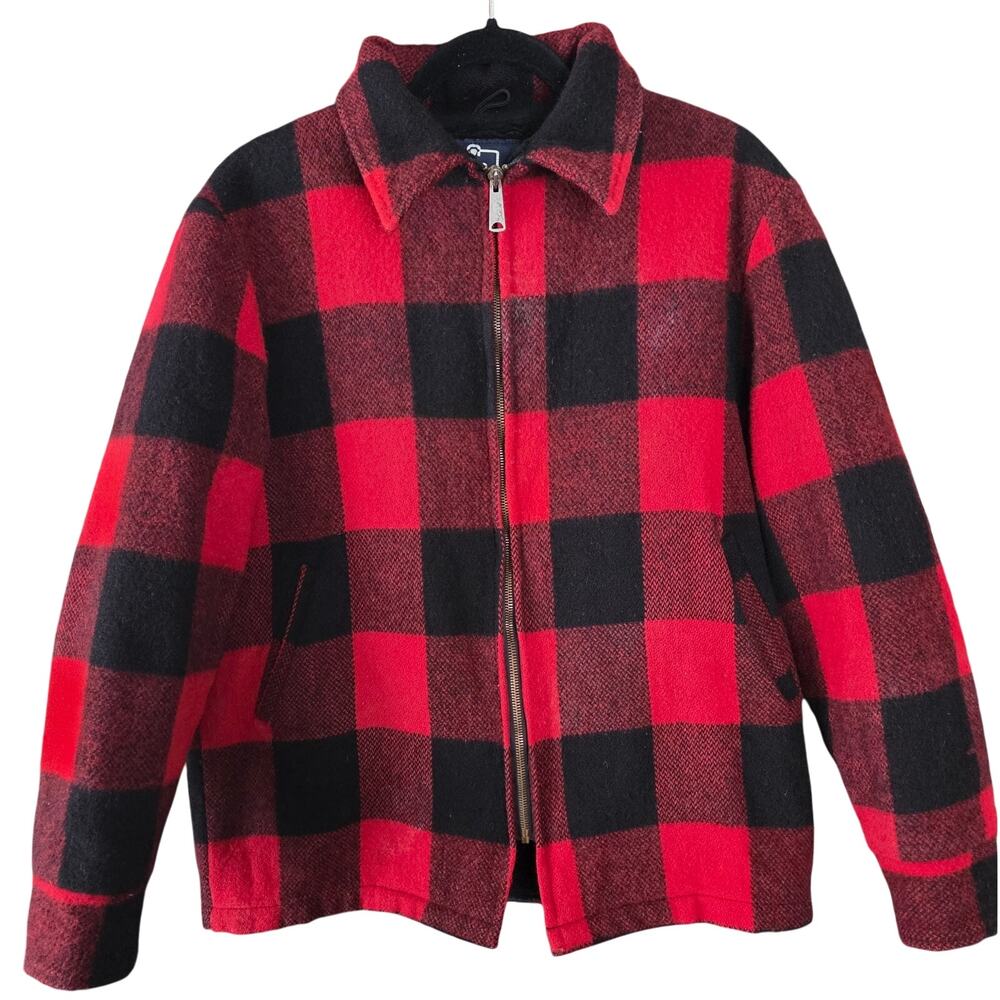 Vintage Woolrich Plaid Wool Fleece Lined Coat Country Fishercore Quilted Country